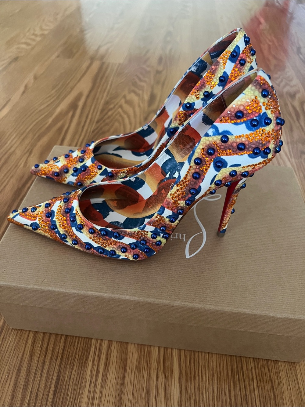 Christian Louboutin Miss Z Gaagal Sphere 100 Crystal Beaded Pumps EU 38 / US 8 - Picture 6 of 11